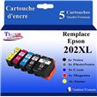 T3AZUR- 5 Cartouches Compatibles avec Epson 202 XL pour Epson Expression Premium XP-6100, XP-6105