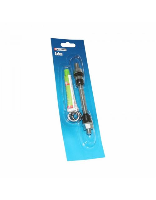 Axe de roue vtt avant plein chrome weldtite d 9 x 140mm avec graisse et cage a billes