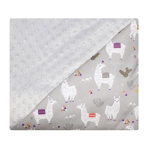 Sevira kids Couverture bébé coton et minky, LAMA gris Gris 95 x 70 cm