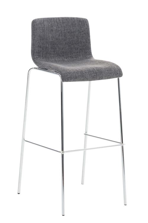 CLP Tabouret de bar Hoover Assise en Tissu - 4 Pieds en métal , Gris clair/Chrome