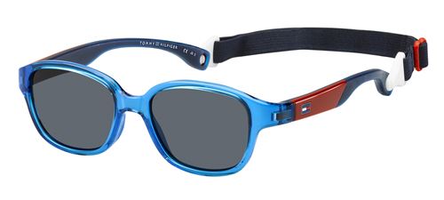 Tommy Hilfiger lunettes de soleil pour enfants avec élastique TH1499/S MVU/IR junior bleu/rouge