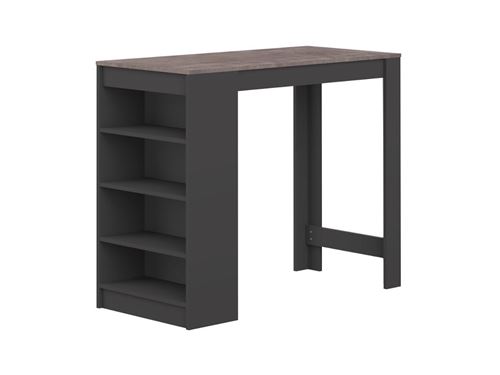 Meuble de bar JANIS - Coloris Noir - Plateau effet béton