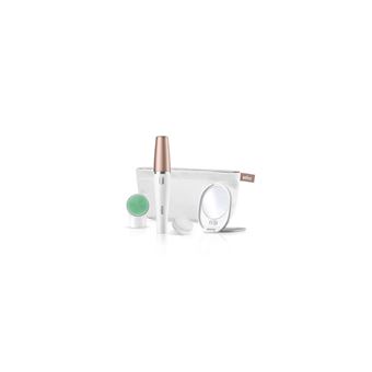 Braun FaceSpa 851V 3-En-1 Épilateur Électrique Femme Visage et Épilation Blanc/Bronze, Brosse Nettoyante, Épilation, Nettoyage