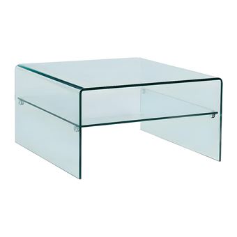 Table Basse Carree Stileos Double Plateau Verre Trempe Achat