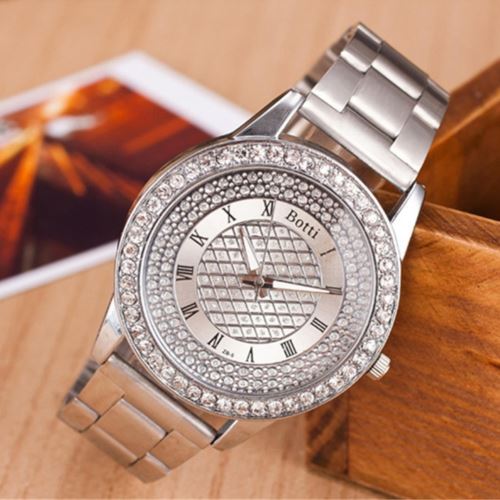 Montre Femme Bracelet Quartz Rhinestone Inox #29 Argent