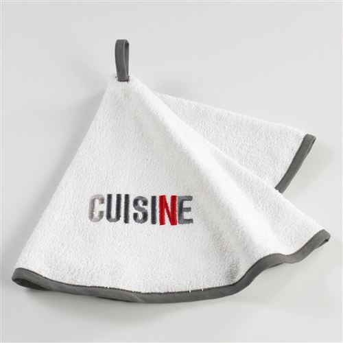 Essuie-main rond (0) 60 cm eponge brodee top cuisine Gris