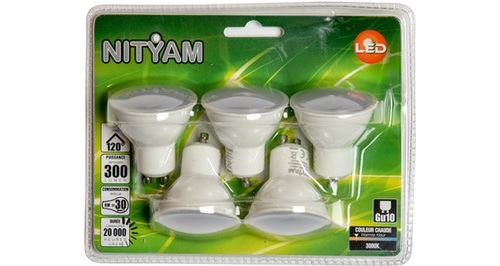 Ampoule éclairage NITYAM SPOT GU10 4W X5