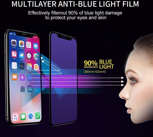 2 x Verre trempé 3D Vitre Protection écran Anti Lumière Bleue Blue light  Pour Iphone 11 (