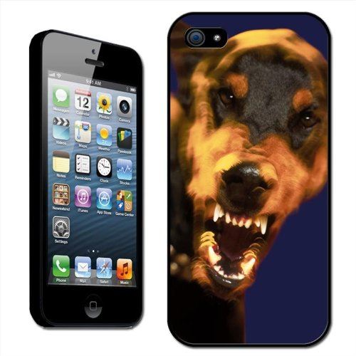 Fancy A Snuggle Coque arrière rigide à clipser pour Apple iPhone 5 Motif doberman menaçant