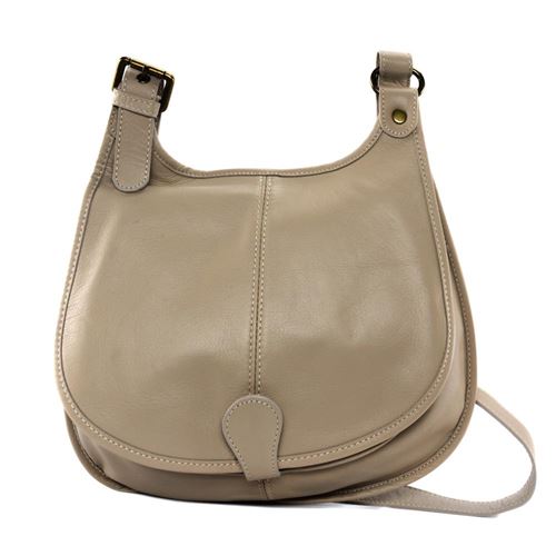 OH MY BAG Sac bandoulière Cuir bandoulière porté de travers Femmes en véritable cuir fabriqué en Italie - modèle CARTOUCHIERE Taupe clair