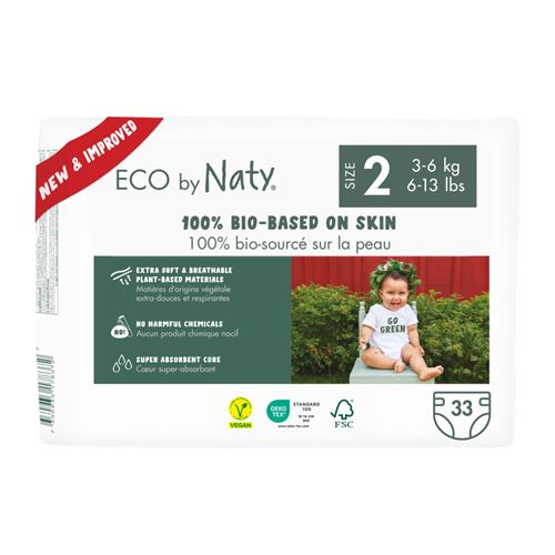 NATY - Lot de 4 paquets de couches Taille 2 Mini 3-6 kg 33 pcs