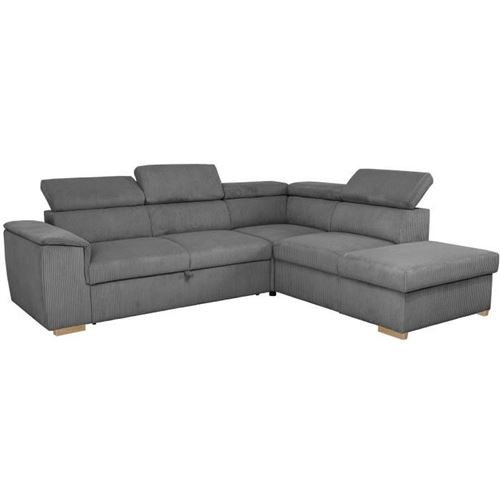Non Communiqué Anthracite Canapé D’angle Réversible Casapy Daytona 5 Places Velours Côtelé 90 L