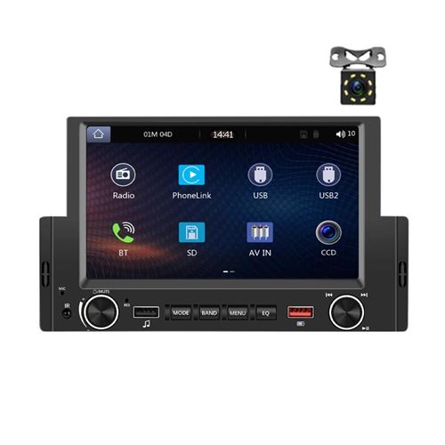 Autoradio 6.2 Pouces CarPlay Android Bluetooth Écran HD Caméra Recul YONIS