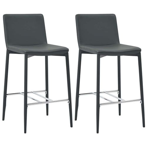 vidaXL Tabourets de bar 2 pcs Gris Similicuir
