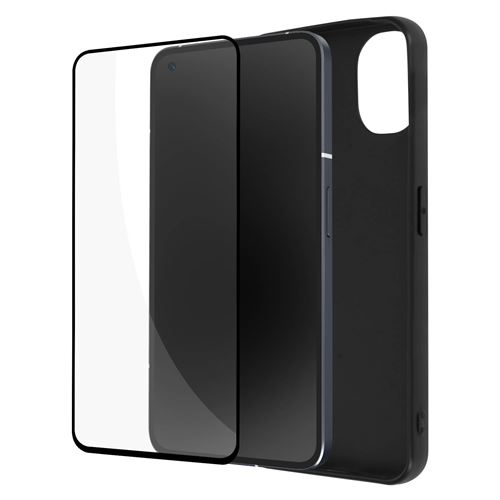 Coque pour Nothing Phone 1 Souple Noir et Verre Trempé 9H Avizar Contour Noir