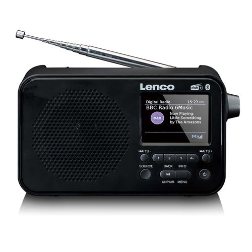 Lenco Portable DAB+ FM Radio with Bluetooth® Speaker | 2.4" TFT LCD Display | Black