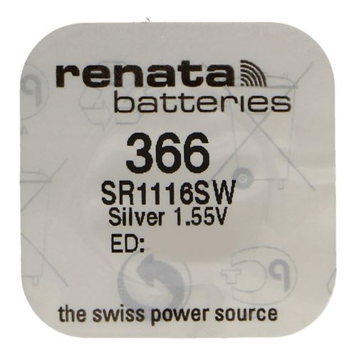 RENATA Pile bouton Silver Oxyde 366 / SR1116 SW 0% mercure