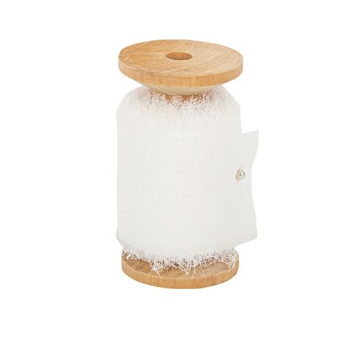 ruban mousseline soie effiloché 5cmx5m blanc - artifetes 91743