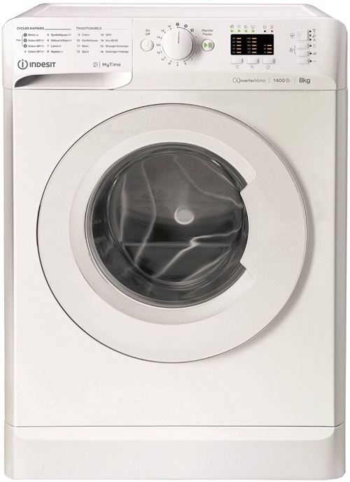 Indesit Mytime Mtwa 81495 W Fr - Machine à Laver - Largeur : 59.5 Cm - Profondeur : 60.5 Cm - Hauteur : 85 Cm - Chargement Frontal - 62 Litres - 8 Kg - 1400 Tours/Min - Blanc