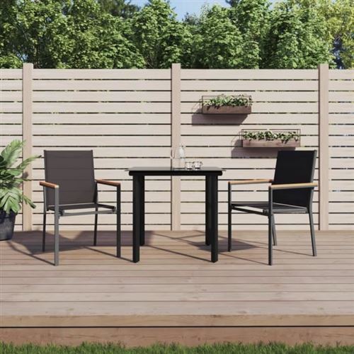 Vidaxl Noir Ensemble À Manger De Jardin 3 Pcs - Image 2