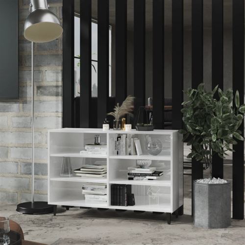 vidaXL Buffet blanc brillant 103,5x35x70 cm bois d'ingénierie