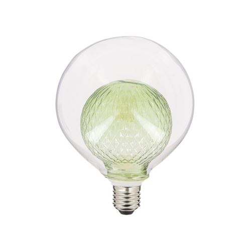 Ampoule Déco LED, Double verre Vert, G125, culot E27, 4W cons. 2700K Blanc Chaud