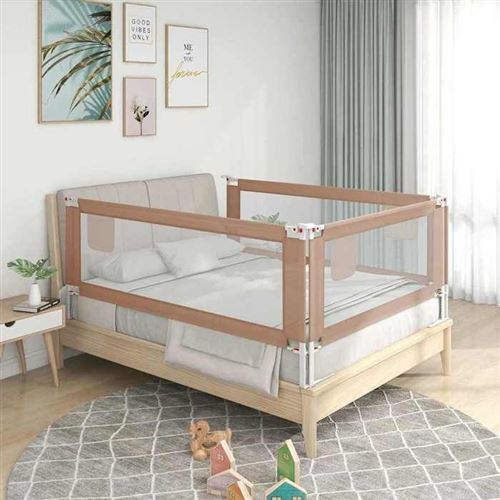 vidaXL Barrière de sécurité de lit d'enfant Taupe 150x25 cm Tissu