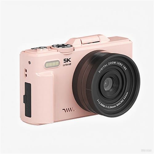 Caméscope 5K Professionnel 75MP - Zoom Numérique 18x Écran Tactile Rotatif 3,0 rose