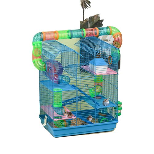 Meilleurs prix pour Cage à Hamster, Matériaux Métalliques et Plastiques, Dimensions 47 x 30 x 59 cm, Design Multi-Niveaux, Système de Tubes, Porte d'Accès Facile