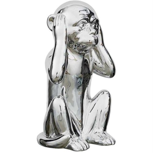 Non Communiqué Argent Statue En Dolomite Singe 17 X 15 X 28 Cm