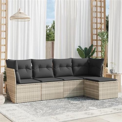 Vidaxl Gris/Clair Salon De Jardin 5 Pcs - Image 3