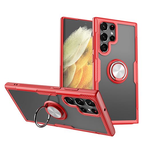 Coque avec Bague Pour Samsung Galaxy S22 Frusde Antichoc Etui de Support-Rouge