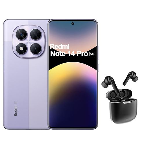 Smartphone Xiaomi Redmi Note 14 Pro 5G 6,67 Pouces Double Nano SIM 512 Go Violet Lavande Avec Écouteurs Sans Fil