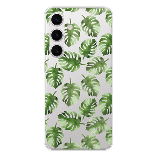 Coque en silicone - Compatible Samsung Galaxy S25 - design feuilles de monstera