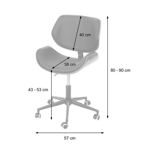 Chaise De Bureau Hwc-g25 Bois Cintré Aspect Noyer Rétro Crème à