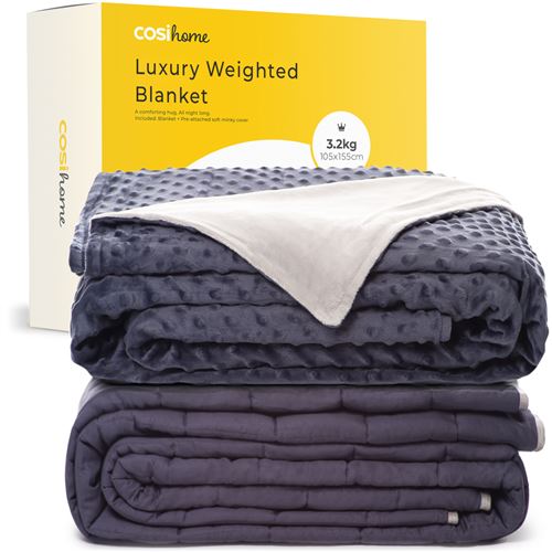 Couverture Lestée en Coton Cosi Home, 105x155cm / 3,2kg - Soulage Stress, anxiété, insomnie - Gris