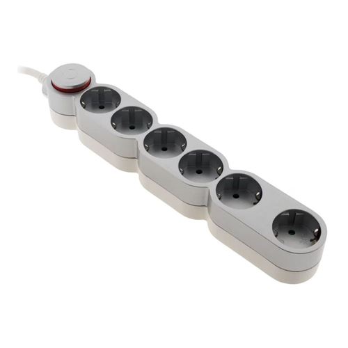 Non Communiqué Gris Zenitech - Multiprise Schuko 6X16a + Interrupteur - 1,5M