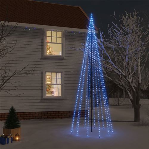 VidaXL Sapin de Noël avec piquet 732 LED Bleues 500 cm