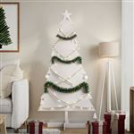 vidaXL Arbre de Noël en bois pour décoration blanc 150 cm pin massif858193