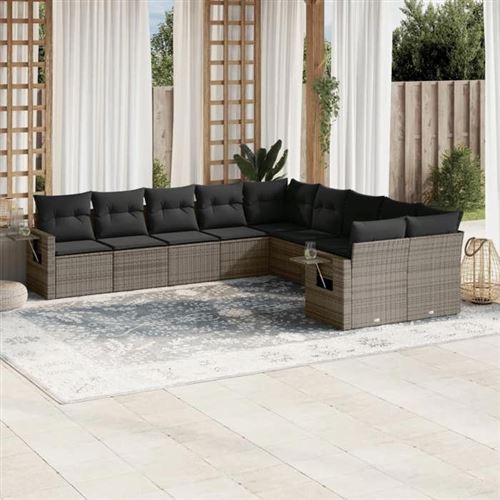 Non Communiqué Gris Salon De Jardin Modulable Vidaxl 10 Personnes Resine Tressee 62 X 55 X 69 10 Pieces
