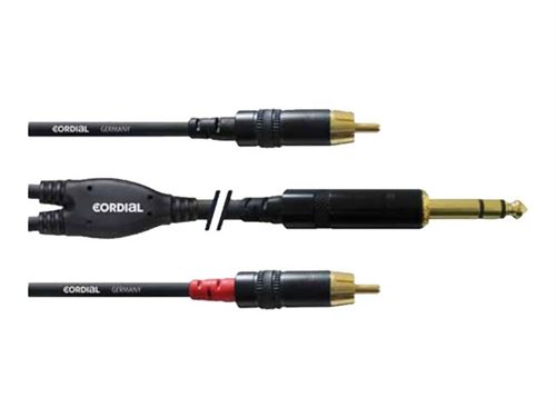 Cordial - Câble audio - RCA x 2 mâle pour jack stéréo mâle - 1.5 m - noir