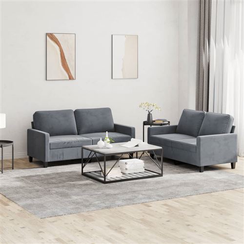Non Communiqué Gris Foncé Vidaxl Ensemble De Canapés 2 Pcs Avec Coussins Velours