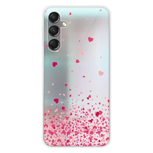 Coque en silicone imprimée compatible Samsung Galaxy A24 4G Confettis de Coeurs Rose