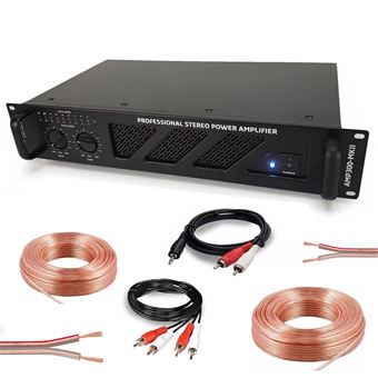 Pack Ampli Sono Ibiza Sound 2 x 240W AMP300MKII - Câble HP Haut Parleur 3m - Câble RCA/RCA - Câble PC/RCA DJ - 1