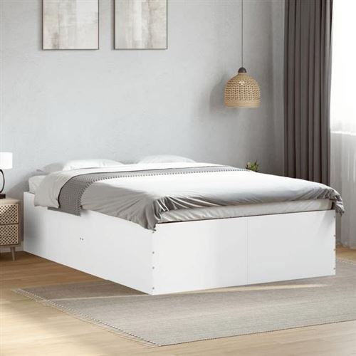Non Communiqué Blanc Vidaxl Cadre De Lit 120X200 Cm Bois D'ingénierie, Meuble De Chambre À Coucher, Sommier, Lit À Panneaux, Lit, Lit 3280930