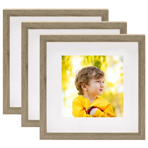 vidaXL Cadres photo 3D 3 pcs Bois foncé 28x28 cm pour photos 20x20 cm