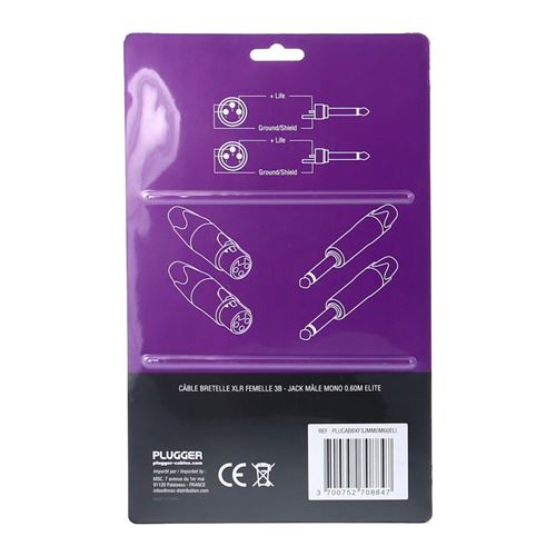 Plugger Câble DMX XLR femelle 3b/mâle 3b 20m Noir