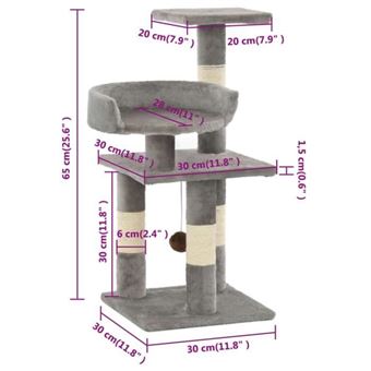 Arbre à Chat 65 Cm Noir Et Blanc Avec Griffoir Sisal Et Plateforme - Marque WilTec