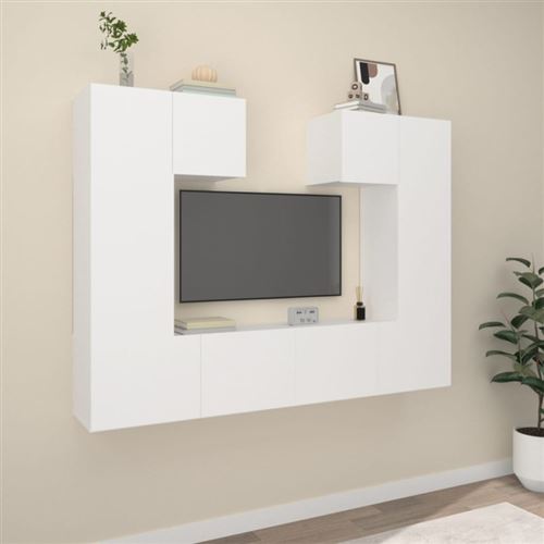 Non Communiqué Blanc Ensemble De Meubles Tv 6 Pcs Bois D Ingénierie