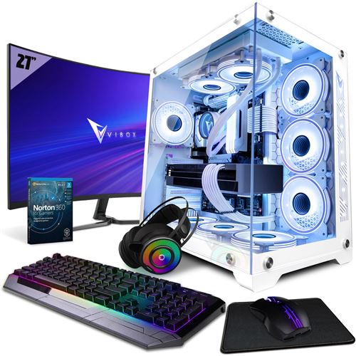 Vibox X-214 SG PC Gamer - 27" 165Hz Écran Pack Incurvé - Intel i9 13900KF Processeur 5.8GHz - Nvidia RTX 3070 Ti 8Go - 32Go RAM - 1To NVMe M.2 SSD - 850W PSU - Windows 11 - WiFi